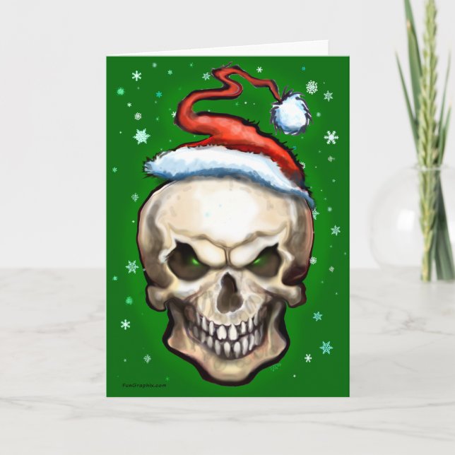 Evil Skull Christmas Holiday Card (Front)