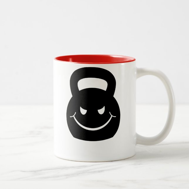 EVIL SMIRKING KETTLEBELL Two-Tone COFFEE MUG (Right)