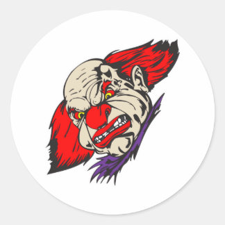evil snarling clown classic round sticker