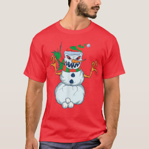 Evil Snowman Creepy Clip Art Christmas Horror Snow T-Shirt