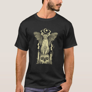 Evil Sphynx Cat Bat Skull Wicca Gothic Goth Witchc T-Shirt