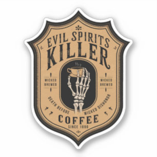 Evil Spirits Killer Coffee Label Sticker