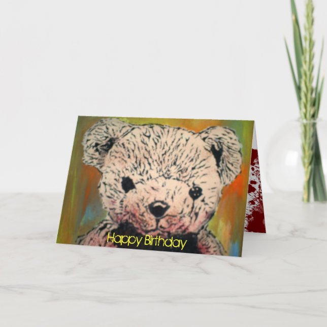 'Evil Teddy Bear' Birthday Card (Front)