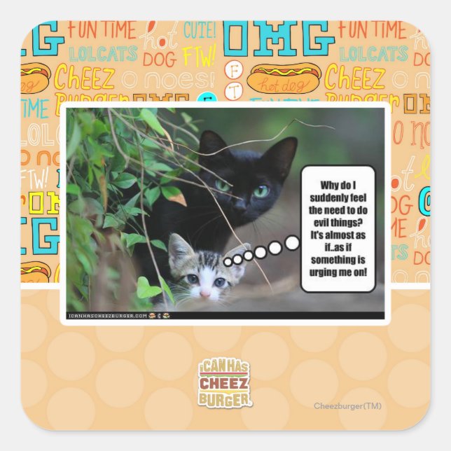 evil things square sticker (Front)