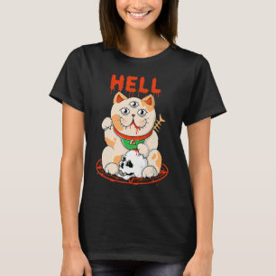 Evil Three Eyed Cat Devil Occult Satanic Pentagram T-Shirt
