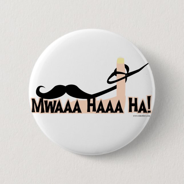 Evil Twirling Moustache 6 Cm Round Badge (Front)