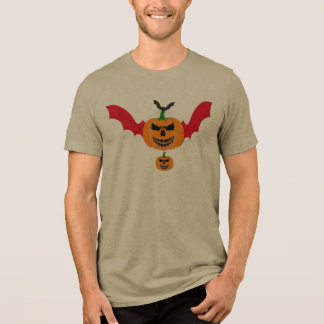 Evil Vampire Bat Pumpkin Jack O Lantern Halloween Tri-Blend Shirt