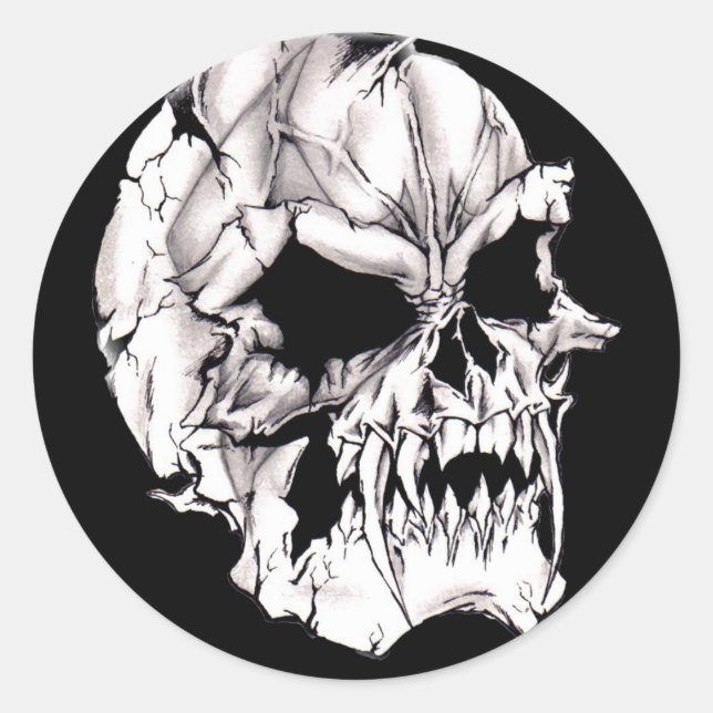Evil Vampire Skull Classic Round Sticker (Front)
