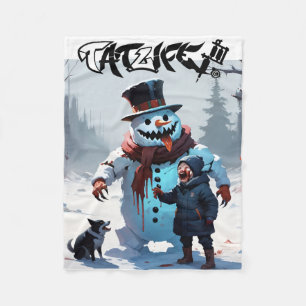 Evil Winter Snowman & Friends Fleece Blanket