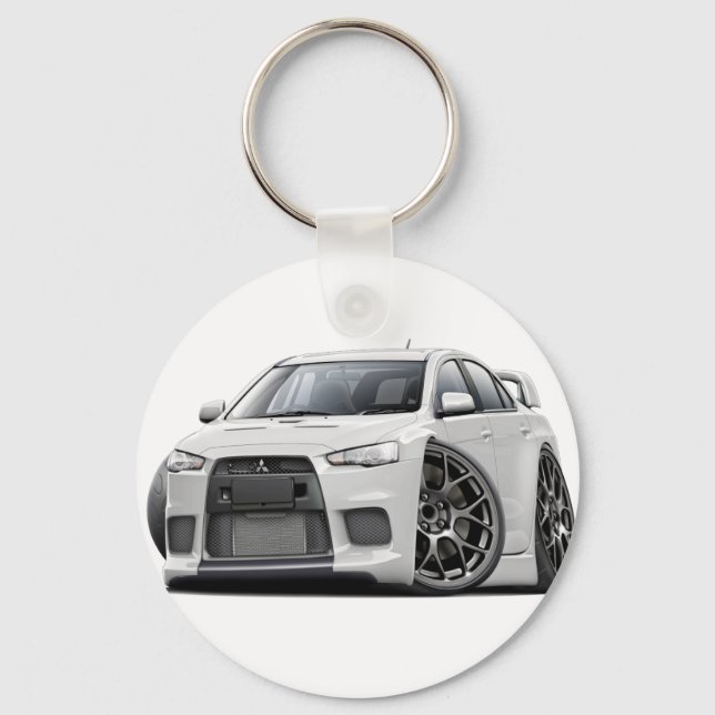 Evo White Car Key Ring (Front)