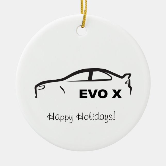 EVO X Bllack Silhouette Logo Ceramic Tree Decoration (Front)