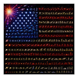 Evolution American Flag | Big Bang to Humanity Poster