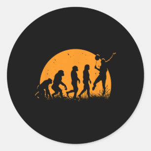 Evolution Badminton Player Racket Shuttle  Classic Round Sticker