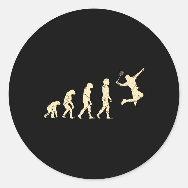 Evolution Badminton Player Shuttle Racket  Classic Round Sticker (Front)