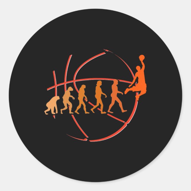 Evolution Bysketbyll Player Byll Game Hoops  Classic Round Sticker (Front)