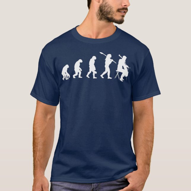 Evolution Cellist Jazz Musician Gift Cello T-Shirt (Front)