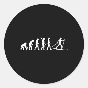 Evolution Cross-country Skiing Classic Round Sticker