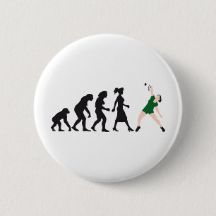 evolution female badminton player 6 cm round badge