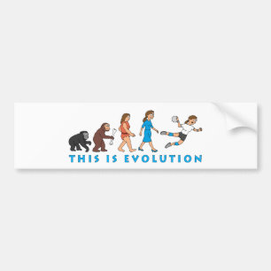 evolution female handball player comic bumper sticker