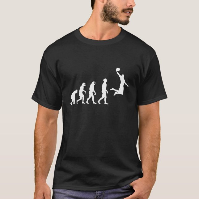 Evolution from Monkey Ape to Human Basketball Play T-Shirt (Front)