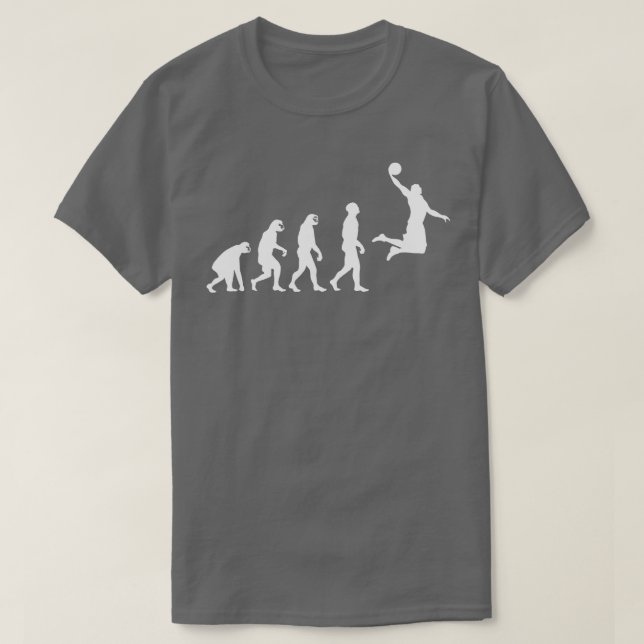 Evolution from Monkey Ape to Human Basketball Play T-Shirt (Design Front)
