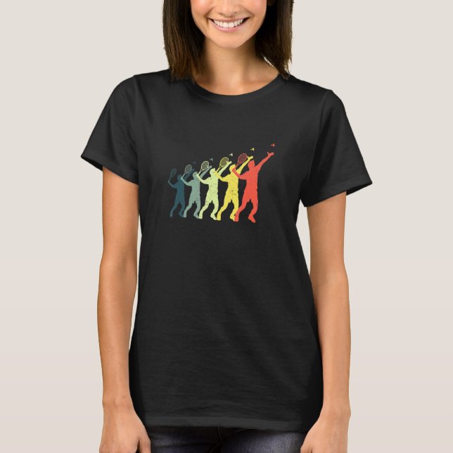 Evolution Graphic Badminton Player Shuttlecock Spo T-Shirt (Front)