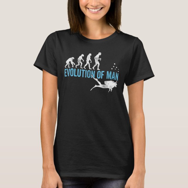 Evolution Graphic Diver Diving Scuba Diver Apnoe S T-Shirt (Front)