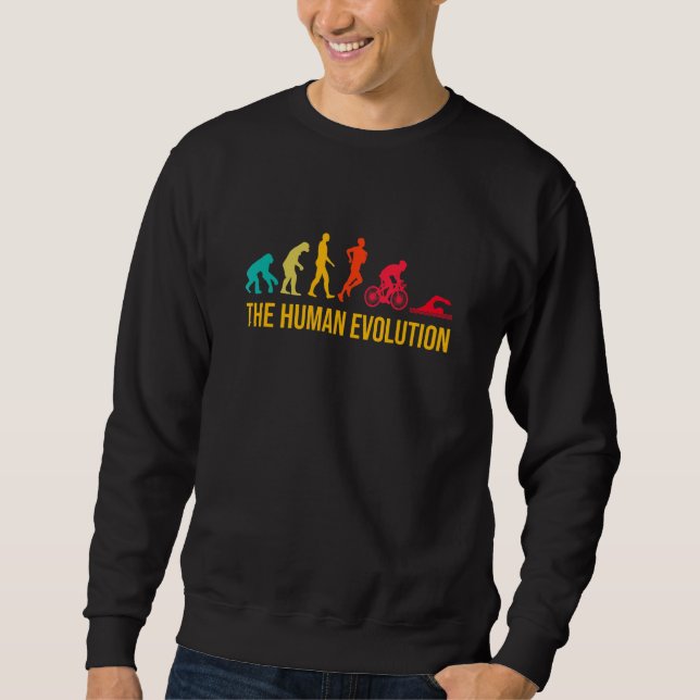 Evolution Graphic Triathlon Running Swimming Bikin Sweatshirt (Front)