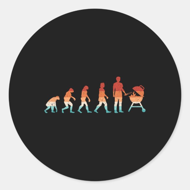 Evolution Grilling Funny Bbq Retro Grill Barbecue  Classic Round Sticker (Front)