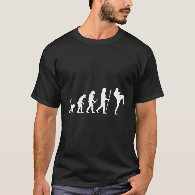 Evolution Of A Kickboxer Kickboxing Coach Taekwond T-Shirt (Front)
