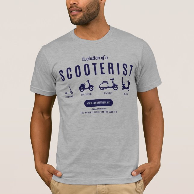 Evolution of a Scooterist – Navy Print T-Shirt (Front)