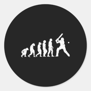 Evolution Of Cricket 1 Classic Round Sticker