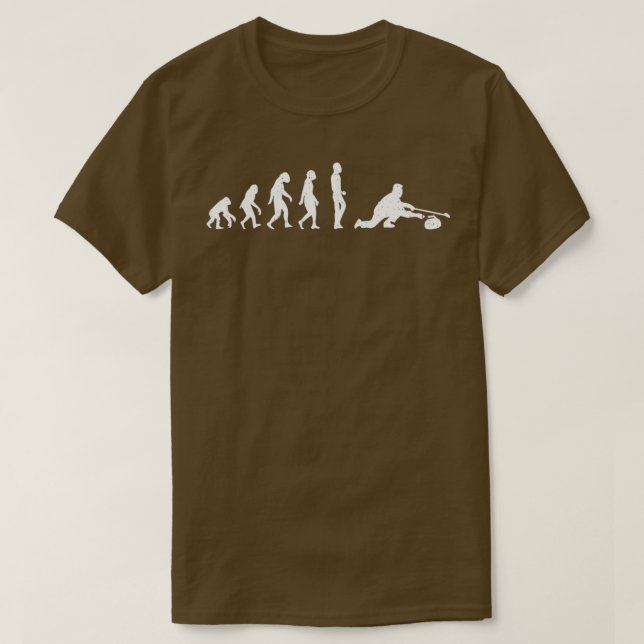 Evolution Of Curling I Funny Curl Stone Sport Curl T-Shirt (Design Front)