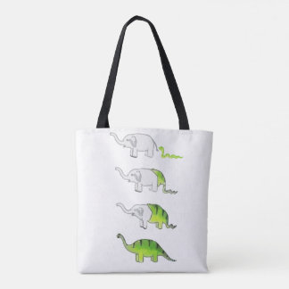 evolution of elephants to dinosaurs tote bag