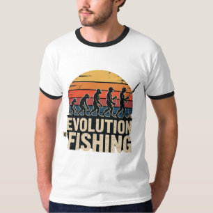 Evolution of Fishing - Retro Fisherman Sunset T-Sh T-Shirt