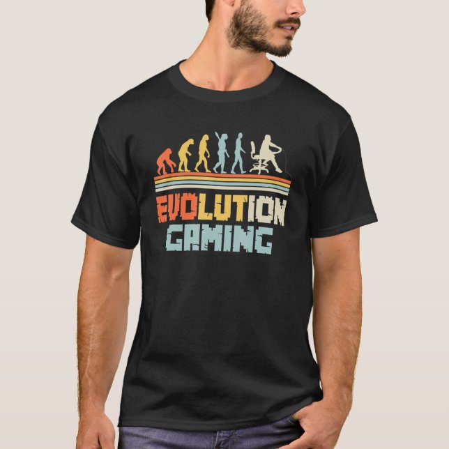 Evolution Of Gaming Video Games Player From Primat T-Shirt (Front)