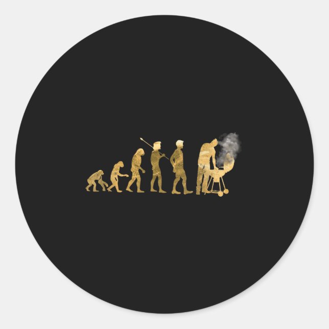 Evolution Of Grill Master Bbq Funny Grilling Famai Classic Round Sticker (Front)