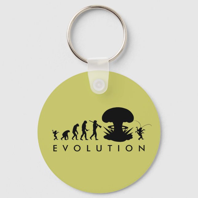 Evolution of Man & Cockroach Funny Evolution Chart Key Ring (Front)