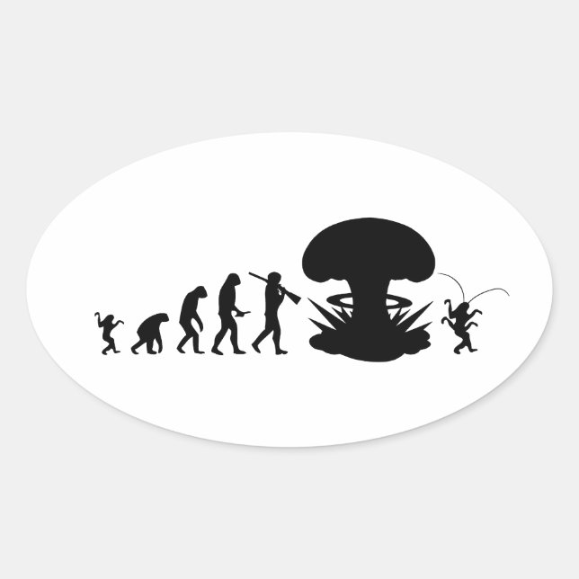 Evolution of Man & Cockroach Funny Evolution Chart Oval Sticker (Front)