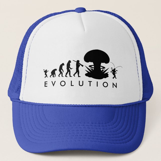 Evolution of Man & Cockroach Funny Evolution Chart Trucker Hat (Front)