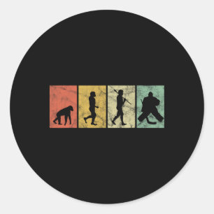 Evolution Of Man Ice Hockey Goalie Funny Vintage R Classic Round Sticker