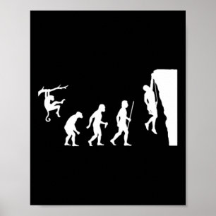 Evolution Of Man Rock Climbing Poster