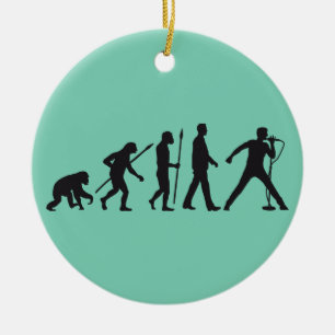 evolution of man rock metal singer ceramic tree decoration