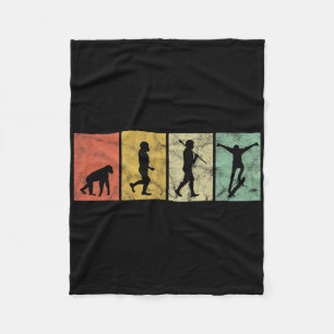 Evolution Of Man Skateboarder Funny Vintage Retro Fleece Blanket