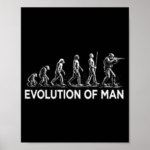 Evolution of man soldier military vintage graphic  poster