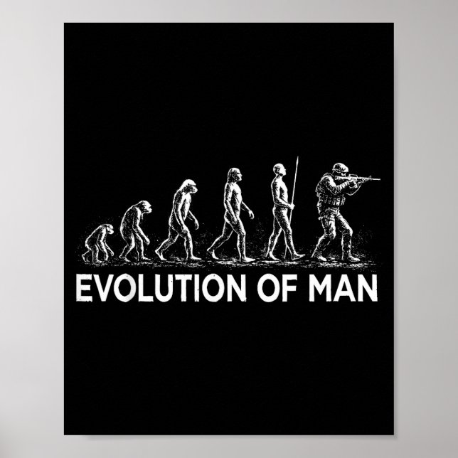 Evolution of man soldier military vintage graphic  poster (Front)