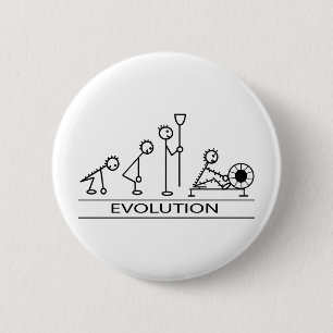 Evolution of man with rowing 6 cm round badge