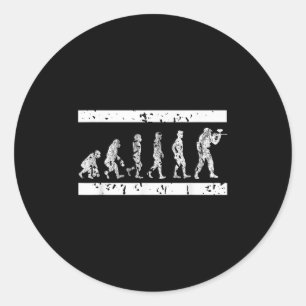 Evolution Of Paintball Player Humor Tactical Game  Classic Round Sticker