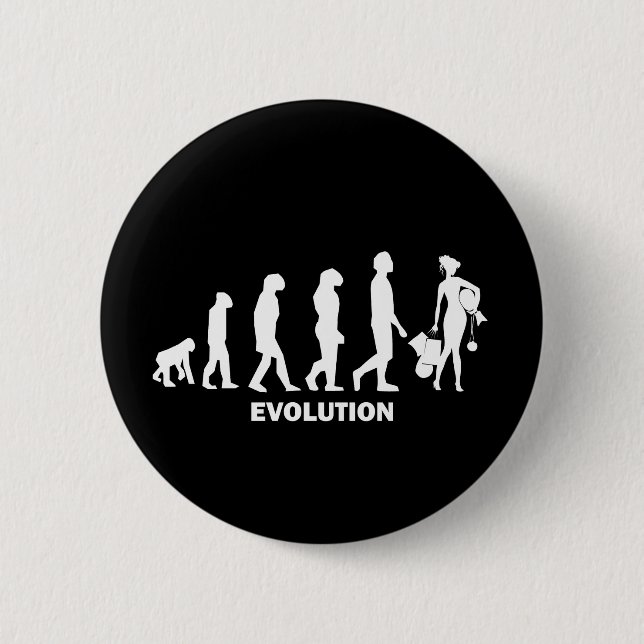 Evolution of shopping 6 cm round badge (Front)