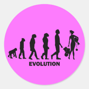 Evolution of shopping classic round sticker